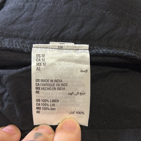 NWT women’s Black 100% linen drawstring pants wide leg. Sz M sustainable - Picture 11 of 11